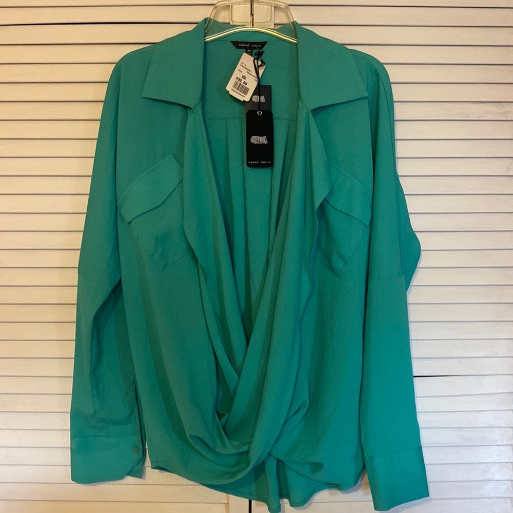 Teal Cross Over Blouse